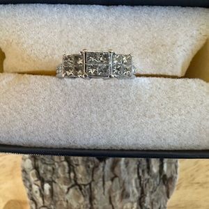 White Gold 3 Stone Wedding Ring